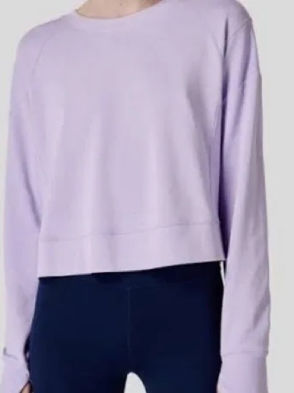Sweaty Betty After Class Crop Sweatshirt Womens Large 10 Lilac Purple Excellent